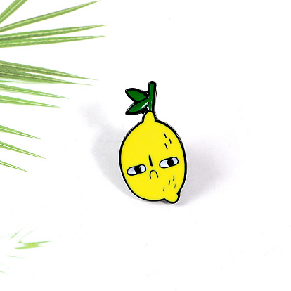 Cartoon Angry Lemon Badge Pin for Students' Backpacks and Accessories