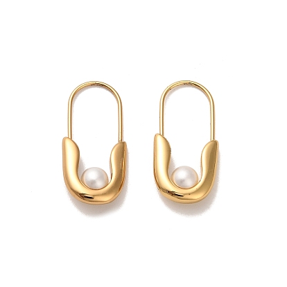 Овальные пластиковые серьги-кольца с имитацией жемчуга, с 304 фурнитурой из нержавеющей стали