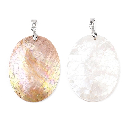 Природные подвески оболочки, овальные подвески с латунными дужками, платина, стойки покрытие