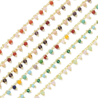 Цепочка из латуни и стекла, с катушкой, долговечный, без кадмия и без свинца, пайки, реальный 18 k позолоченный