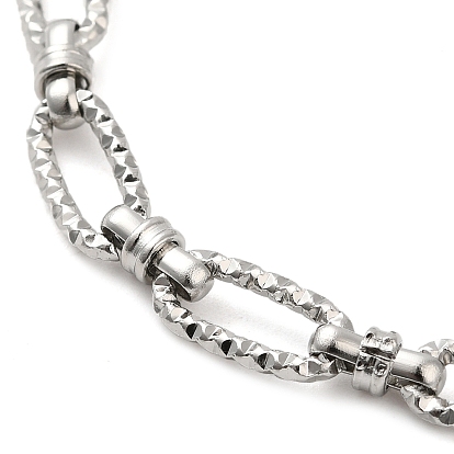 304 Stainless Steel Faceted Oval Link Chain Bracelet