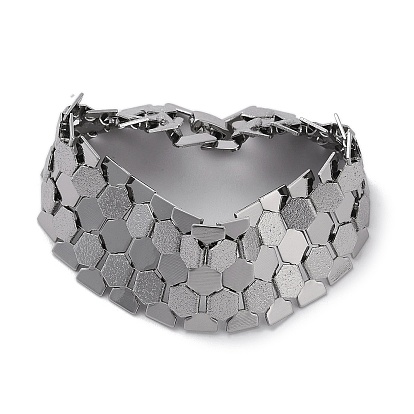 304 Stainless Steel Hexagon Link Chain Bracelets for Women Men