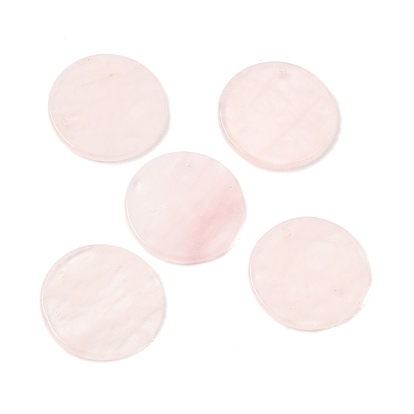 Natural Rose Quartz Pendants, Disc Charms