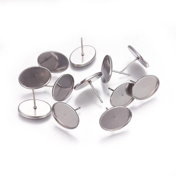 304 Stainless Steel Ear Stud Findings, Oval