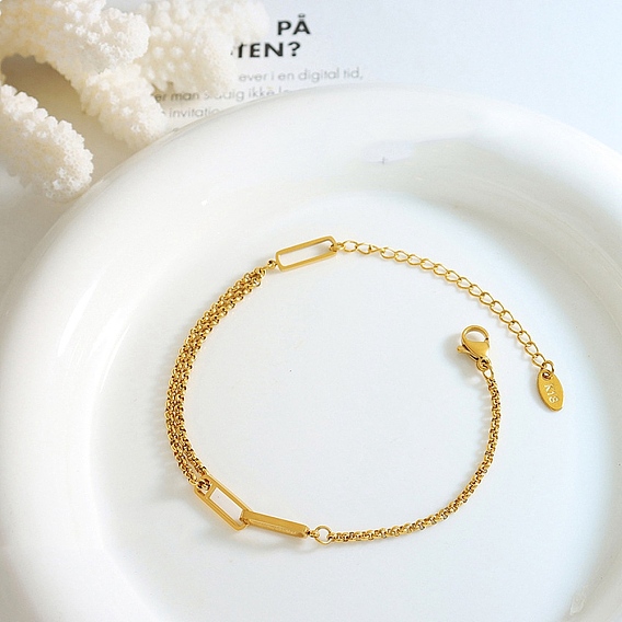 Прямоугольник 304 из нержавеющей стали браслеты ссылку, браслеты-цепочки роло для женщин