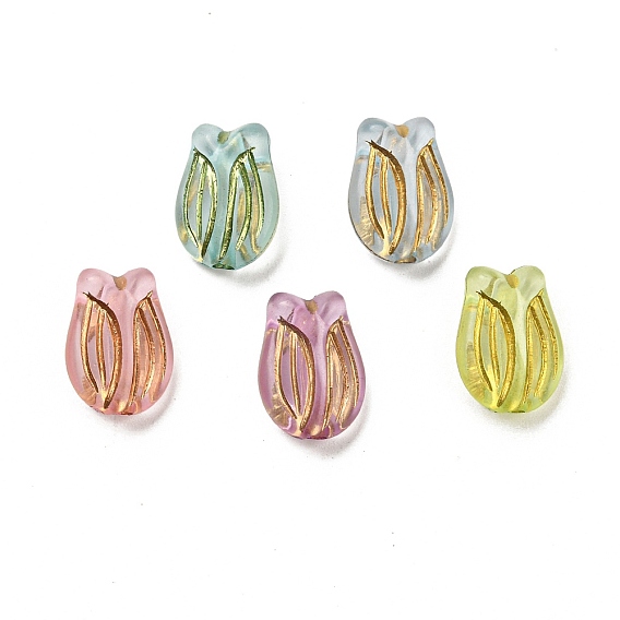 Металлизированный прозрачные акриловые шарики, золотой металл обвитыми, тюльпан