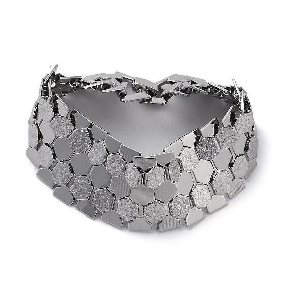 304 Stainless Steel Hexagon Link Chain Bracelets for Women Men