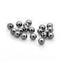 Half Drilled Round Non-magnetic Synthetic Hematite Beads, 4mm, Hole: 1mm