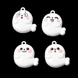 Double-Sided Painted & Printed Alloy Pendants, Seal Charms