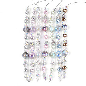 Нити стеклянных и акриловых бусин, а также бусин из искусственного жемчуга и стразов, круглые, для изготовления ювелирных изделий, граненые