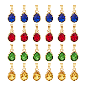 24шт 4 подвеска из цветного граненого стекла, с золотой фурнитурой 304 из нержавеющей стали, слезинки