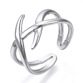 304 Stainless Steel Wire Wrap Open Cuff Ring for Women