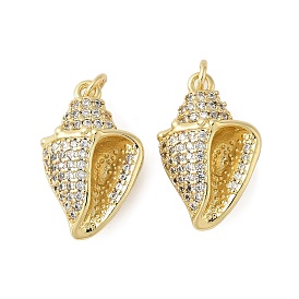 Латунные микро проложить кубического циркония подвески, подвески в форме раковины, стойки покрытие, без кадмия и без свинца, долговечный, реальный 18 k позолоченный, с целью перехода в кольце