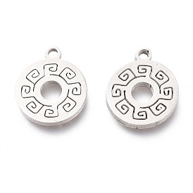 Ионное покрытие (ip) 201 брелоки из нержавеющей стали, лазерная резка, плоский круглый с греческим ключом