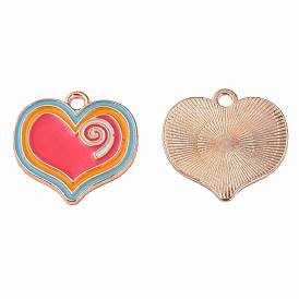 Alloy Enamel Pendants, Cadmium Free & Lead Free, Heart, Light Gold