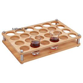 Bamboo Glass Holder Display Racks, Whiskey Spirits Wine Glass Holder with 202 Stainless Steel Findings, for Bar Tasting Serving Tray, Kitchen Tools, Rectangle