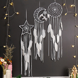 Crescent star home decoration dream catcher Harajuku style home style wall hanging wall decoration fabric strip dream catcher pendant