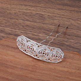 Ancient Style Alloy Hair Fork Finding, for DIY Jewelry Accessories, Oval