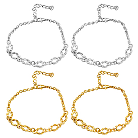 4 шт. 2 цвета сплава звеньев, браслеты из железного троса для женщин