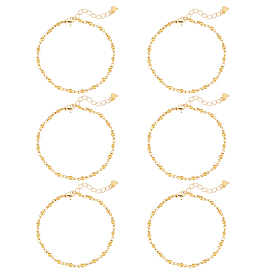 6Pcs 304 Stainless Steel Link Chains Bracelets