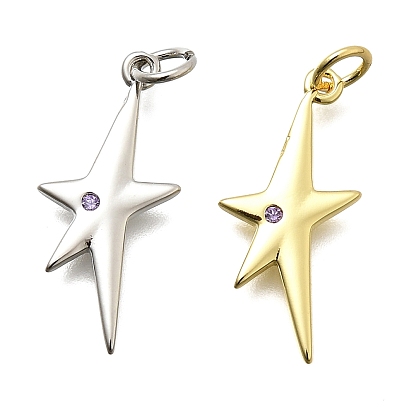 Латунные микро проложить кубического циркония подвески, звезды прелести, долговечный, без свинца и без кадмия, стойки покрытие, с целью перехода в кольце