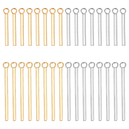 32 шт 4 стиль 304 подвески из нержавеющей стали, штамповка пустой метки, прямоугольник / бар