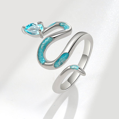 Змеиная латунь микропаве из кубического циркония с эмалированными регулируемыми манжетными кольцами