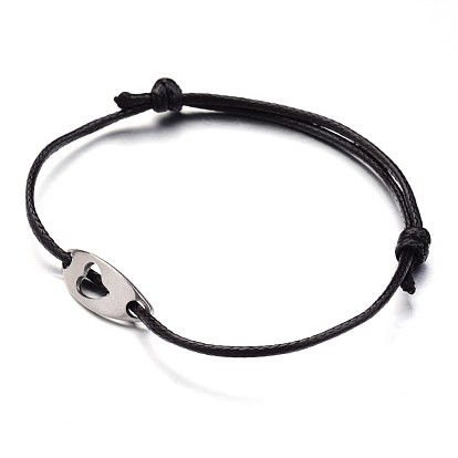 Корейские парафинированные полиэфирные шнуры браслеты, с изогнутым овалом и сердце 304 ссылки из нержавеющей стали