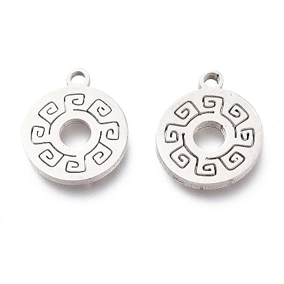 Ионное покрытие (ip) 201 брелоки из нержавеющей стали, лазерная резка, плоский круглый с греческим ключом