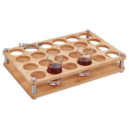Bamboo Glass Holder Display Racks, Whiskey Spirits Wine Glass Holder with 202 Stainless Steel Findings, for Bar Tasting Serving Tray, Kitchen Tools, Rectangle