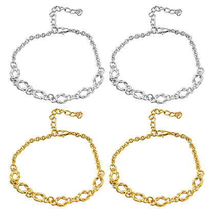 4 шт. 2 цвета сплава звеньев, браслеты из железного троса для женщин