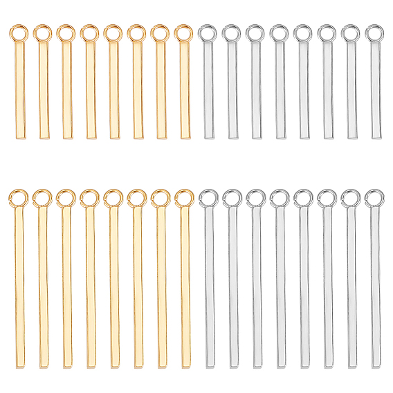 32 шт 4 стиль 304 подвески из нержавеющей стали, штамповка пустой метки, прямоугольник / бар