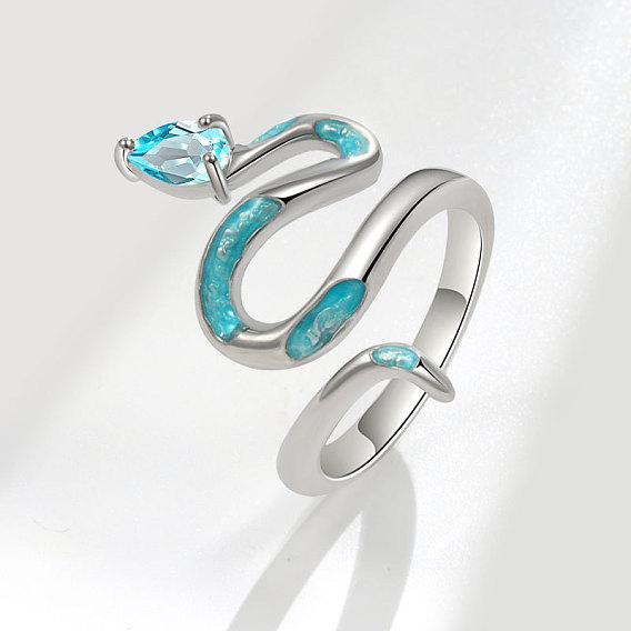 Змеиная латунь микропаве из кубического циркония с эмалированными регулируемыми манжетными кольцами