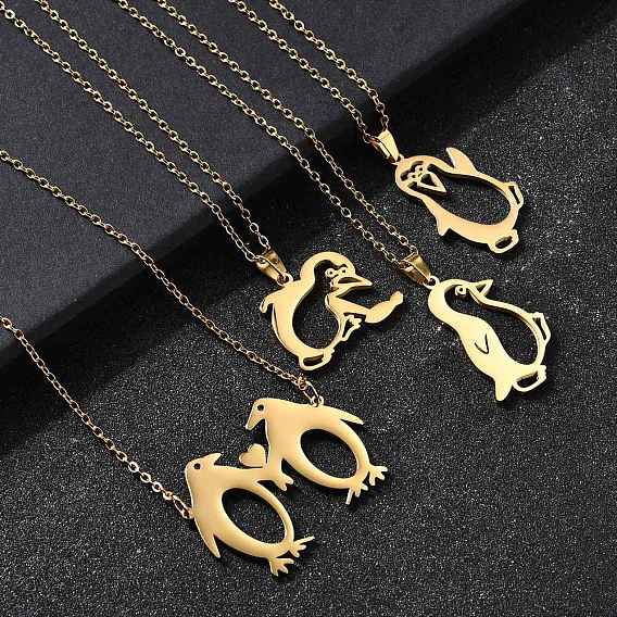 304 ожерелья из нержавеющей стали с подвеской в виде пингвина, вырезанной лазером, для женщин и мужчин