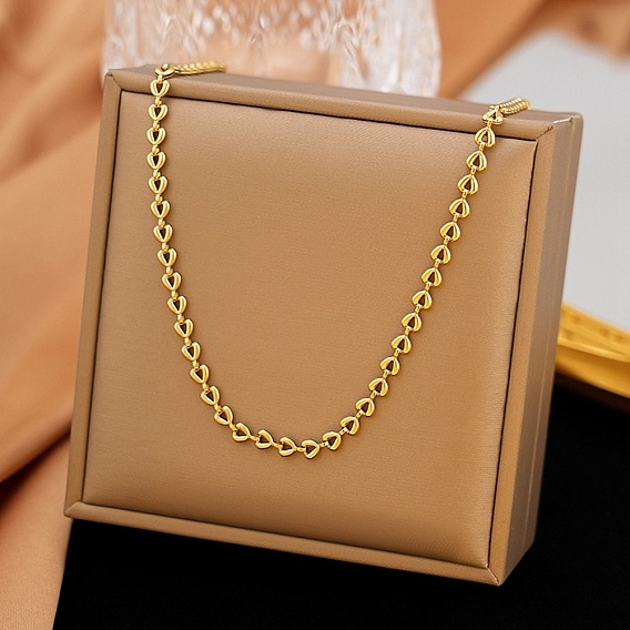 4MM 304 Stainless Steel Heart Link Chain Necklaces for Women