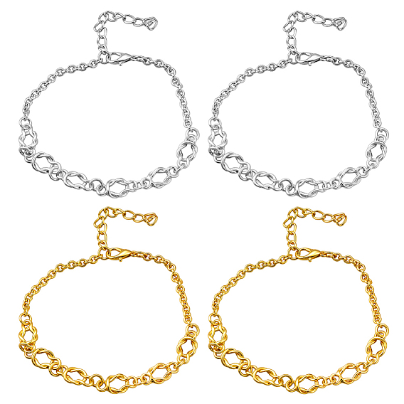 4 шт. 2 цвета сплава звеньев, браслеты из железного троса для женщин