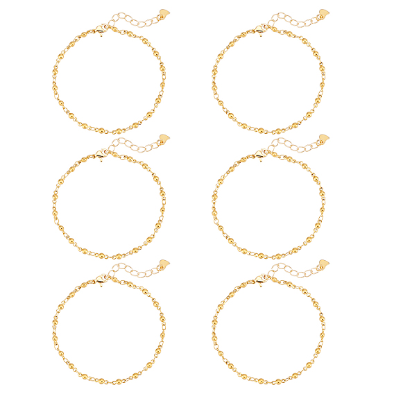6Pcs 304 Stainless Steel Link Chains Bracelets