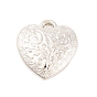 Пластмассовые подвески ccb, сердце, цвет никеля