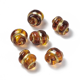 Golden Metal Enlaced Acrylic Beads, Conch