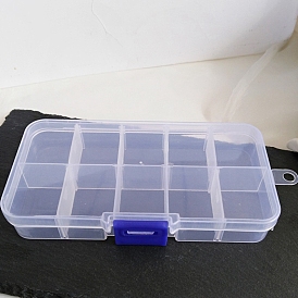 10 Grids Plastic Bead Containers, Detachable Grided Case for Earrings Rings Storage, Rectangle