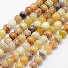 Jaunes naturelles perles d'opale brins, ronde