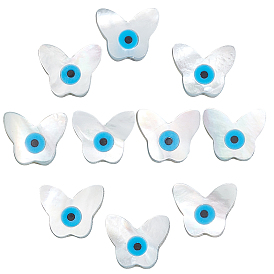 10шт. натуральные белые перламутровые бусины из ракушек, жемчужные, бабочка с сглаза