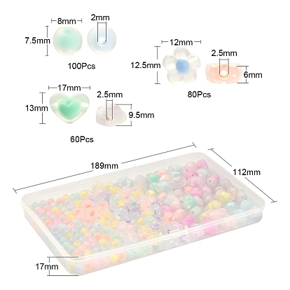 240Pcs 3 Style Transparent Acrylic Beads, Frosted, Bead in Bead, Mix-shaped