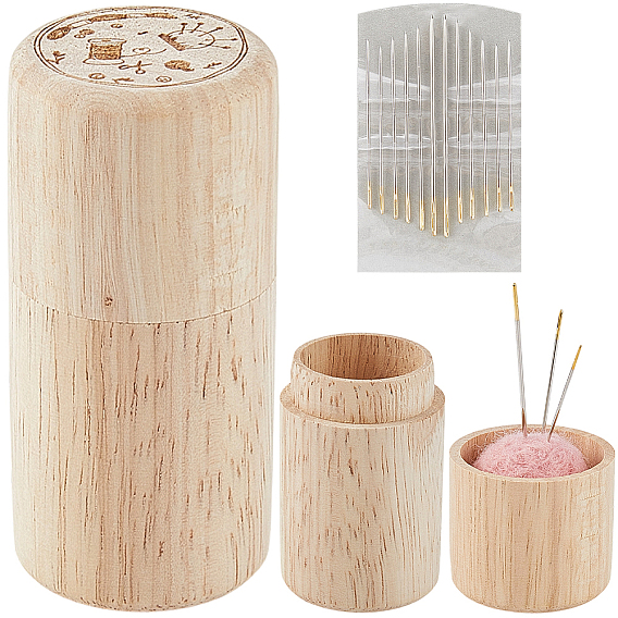 1спицы для пряжи с железным креплением, тупые иглы с большим ушком, для вышивки крестом, вязание, вышивка лентами, с деревянной коробкой