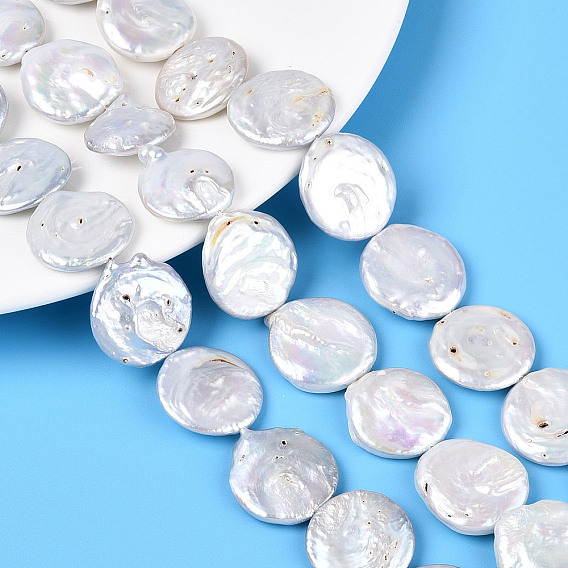 Натуральный жемчуг в стиле барокко кеши, зарождающаяся жемчужина, плоско-круглые