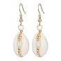 Серьги с подвесками из натуральных ракушек и жемчуга, серьги из латунной проволоки