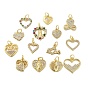 Подвески из латуни с микропаве ко Дню матери и кубическим цирконием, сердце со словом мама прелести, без свинца и без кадмия, долговечный, стойки покрытие, с целью перехода в кольце