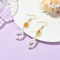 Pendientes colgantes de perlas de concha y ámbar natural, lágrima, 304 aretes colgantes de acero inoxidable para mujer