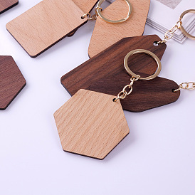 Wooden key chain laser wooden pendant creative lettering advertising key chain bag wood accessories