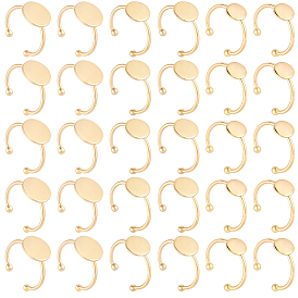 30 piezas 3 estilos ajustables 304 componentes de anillos de dedo de acero inoxidable, fornituras base de anillo almohadilla, plano y redondo